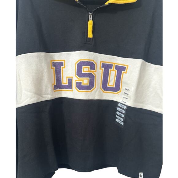 NWT! 47 Brand LSU Tigers Remi Color Block Cropped Zip Sweater - Size Large - Picture 5 of 8